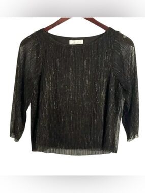 OAK + FORT - NWOT Shimmer Black and Silver Top - XS